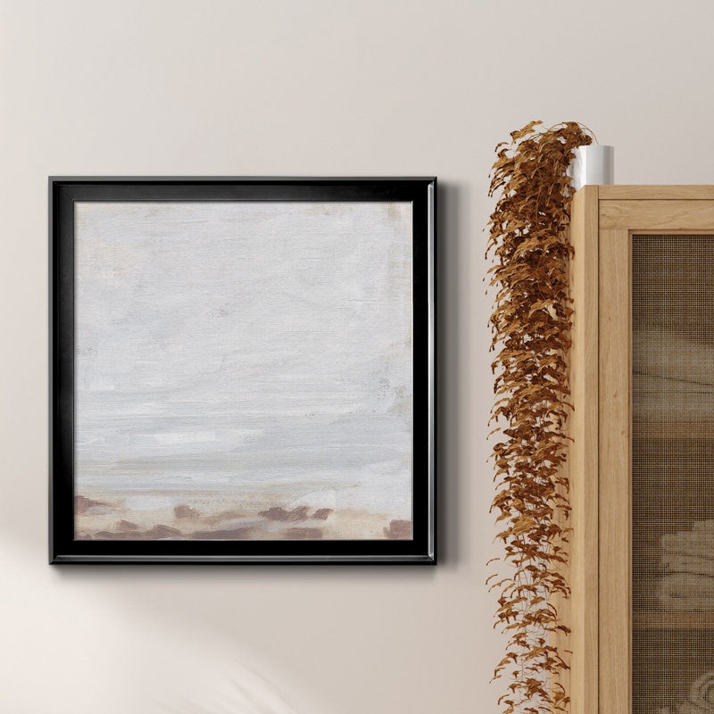 " Neutral Breakers I ", 17.5" H x 17.5" W x 1.5" D, Black Framed Canvas, No Mat