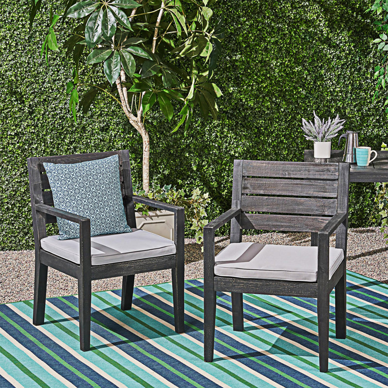 Ensemble de 2 chaises d'extérieur avec coussins, Coussin gris pâle/cadre gris foncé