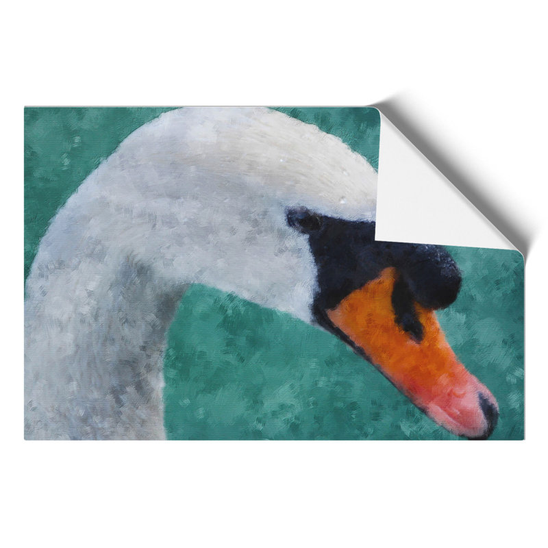 White Swan Painting - Frameless Print, 42cm H x 59cm W x 0.1cm D