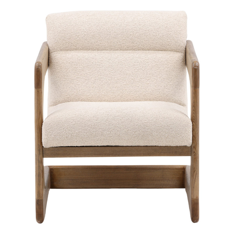 Bridges Polyester and Ash Wood Occasional Chair, Cream, Cream