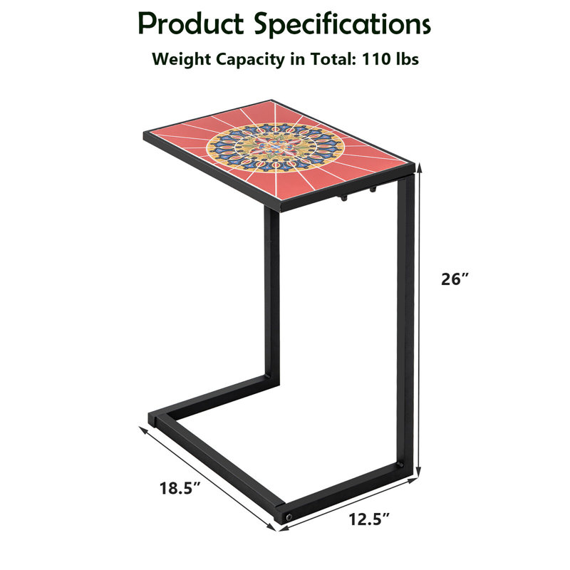 Avinoam Rectangular Ceramic Outdoor Side Table