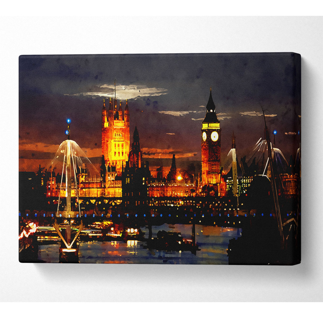 London Houses Of Parliament Lichter - Druck