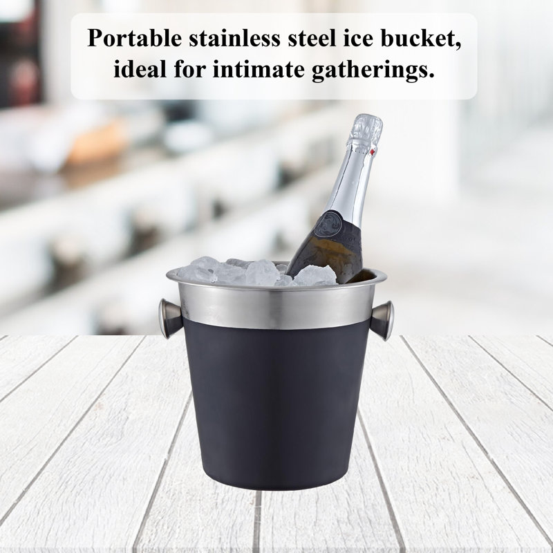 Buckingham Wine Bottle Cooler Black Stainless Steel Champagne Ice Bucket