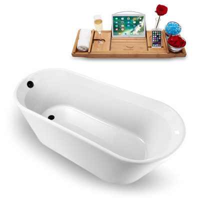 65" x 30" Freestanding Soaking Acrylic Bathtub
