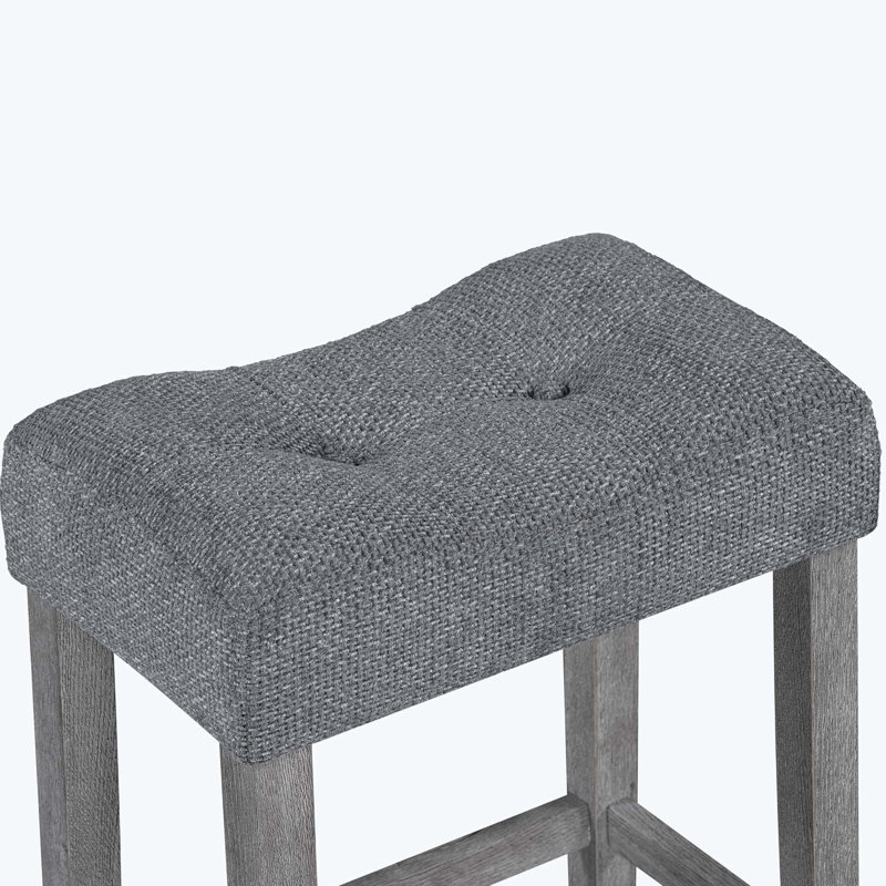 Huriye 4 Pieces Rectangular Bar Dining Table Set with Power Outlet,, Gray, Dark Gray/Gray