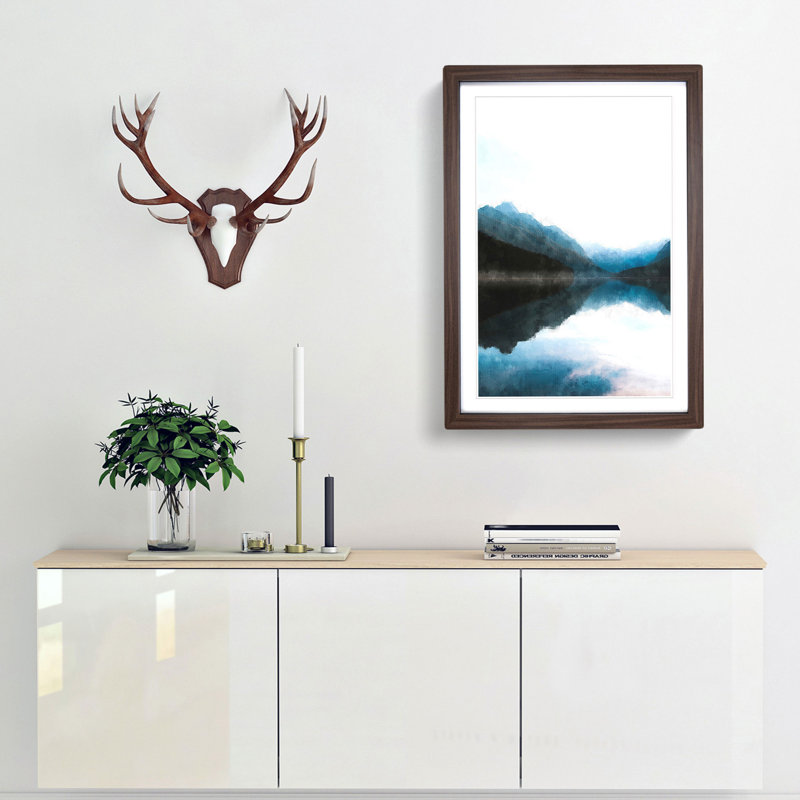 Lake & Mountains in Montana - Framed Print, Walnut Framed, 45cm H x 33cm W x 2cm D