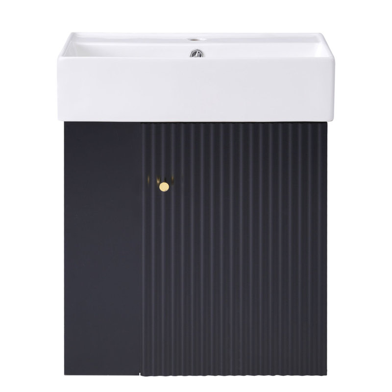 Meuble-lavabo flottant moderne 21,6 po, Noir, noir, noir, noir
