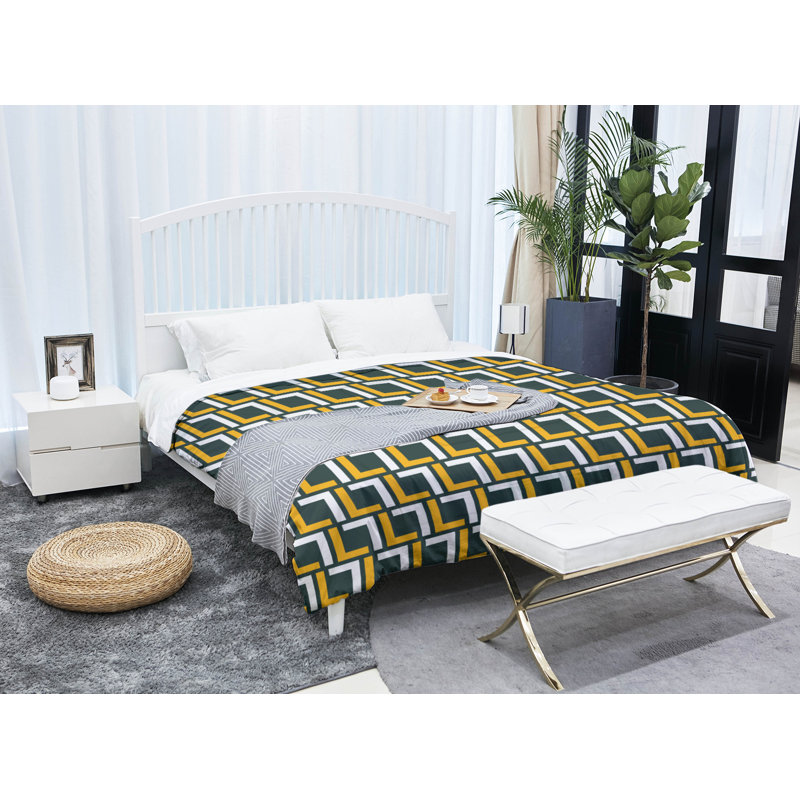 Édredon simple Green Bay Football Luxury, Édredon très grand, Vert foncé / or / blanc
