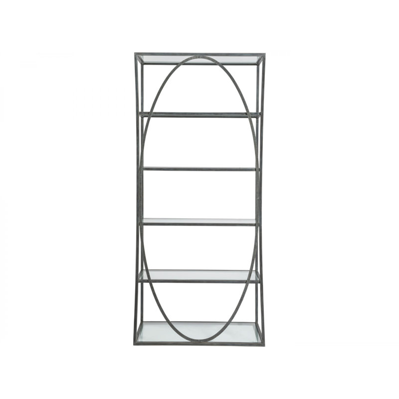 36"W x 19"D x 80"H  5-Tier Metal Designs Ellipse Etagere, Steel Laurent, (5 Shelves) 80" H x 36" W x 19" D
