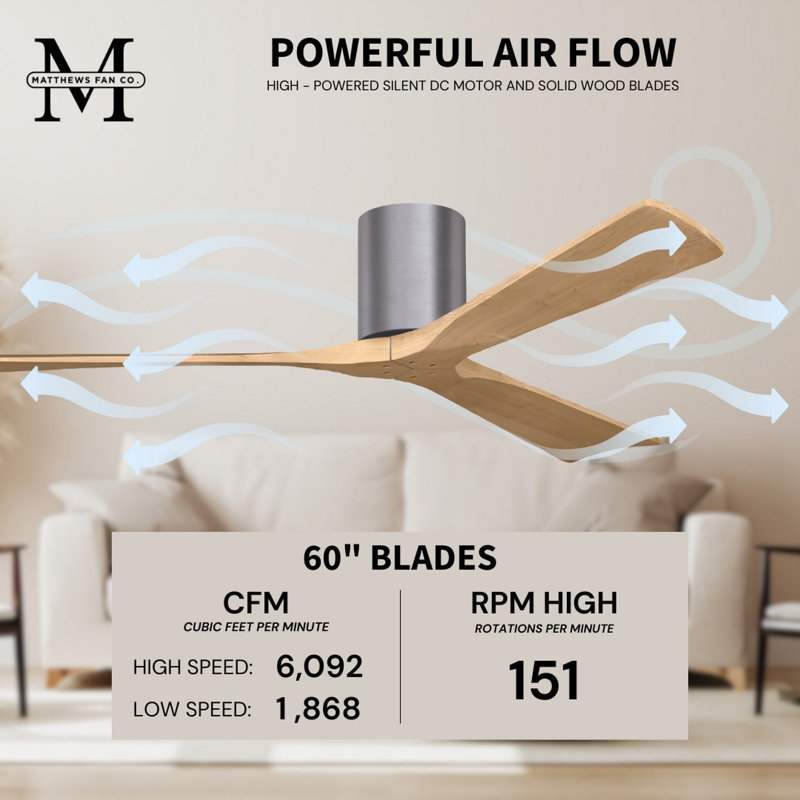 Irene Ceiling Fan, Brushed Pewter, Light Maple Tone, 60"
