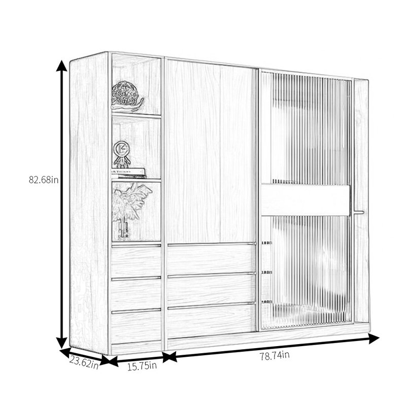 Garde-robe simple de style européen, H 83 po x l 95 po x P 24 po