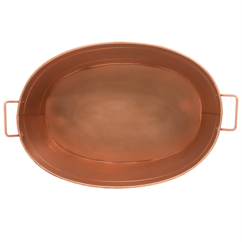 Jaimee-Lee Stainless Steel Beverage Tub, 9" H x 21" W x 15" D, Brown