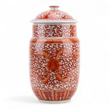 Red Lidded Jar with Floral Band