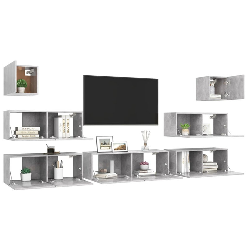 Besma TV Stand for TVs up to 88", Concrete Grey