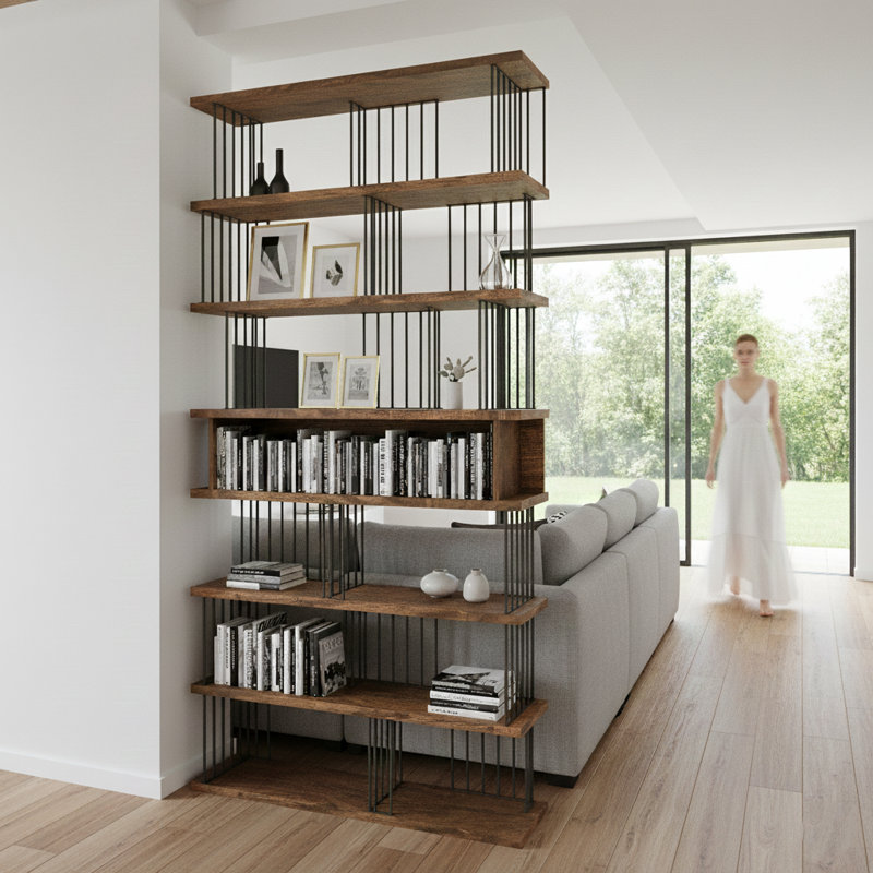 7-tier Open Back Bookcase With Mdf Wood Finish And Metal Frame