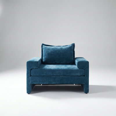 Fauteuil surdimensionné rembourré en chenille avec accoudoirs larges et coussins épais