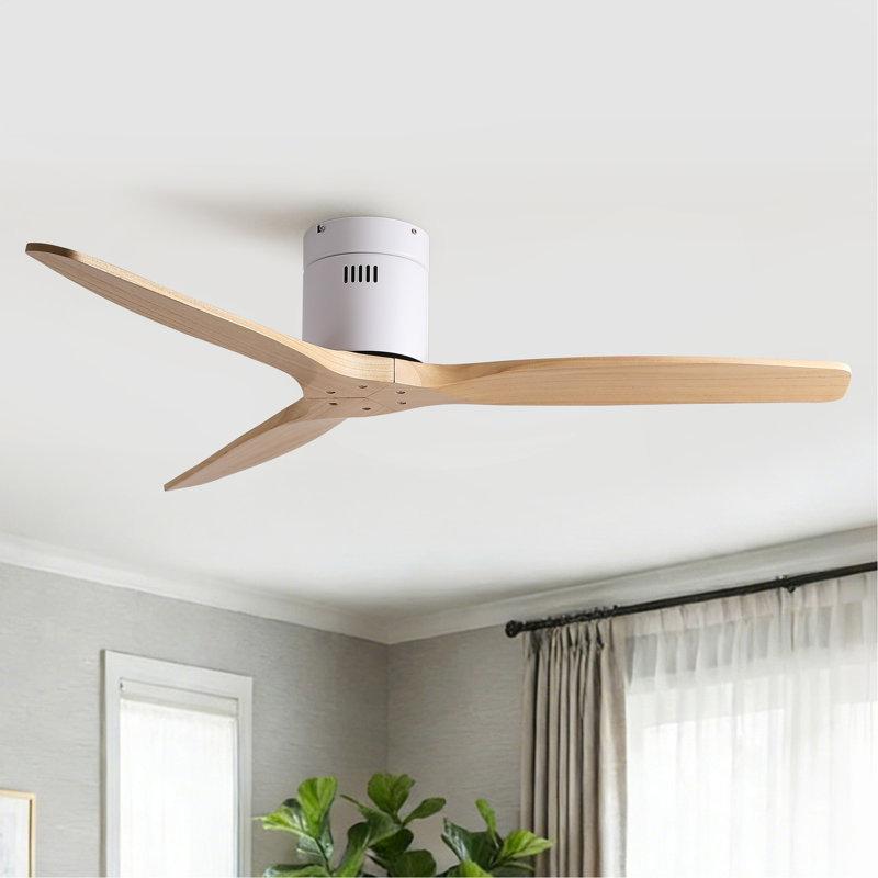 Ventilateur de plafond à profil bas en bois massif 52 po American Natural Mordern, Natural, White