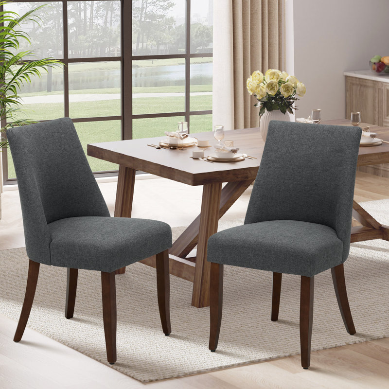Parsons Upholstered Dining Chair Solid Wood Side Chair - Comfort & Style for Modern Homes, Dark Grey