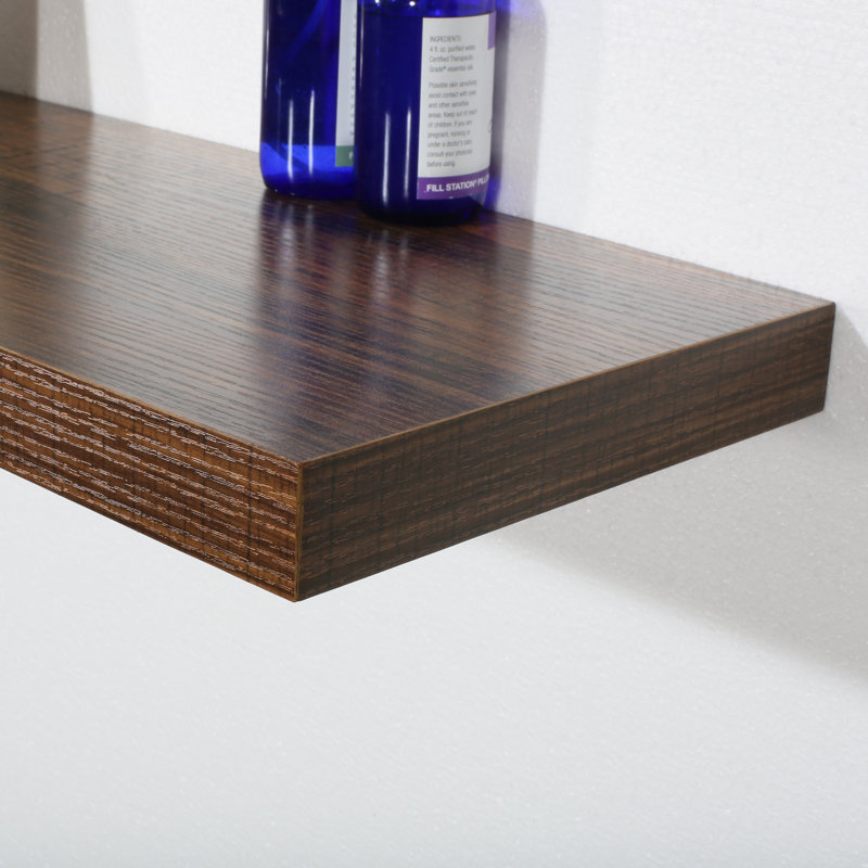 Alcera Floating Shelf with Reclaimed Wood, Antique Walnut, 1.5" H x 23.62" W x 9.25" D