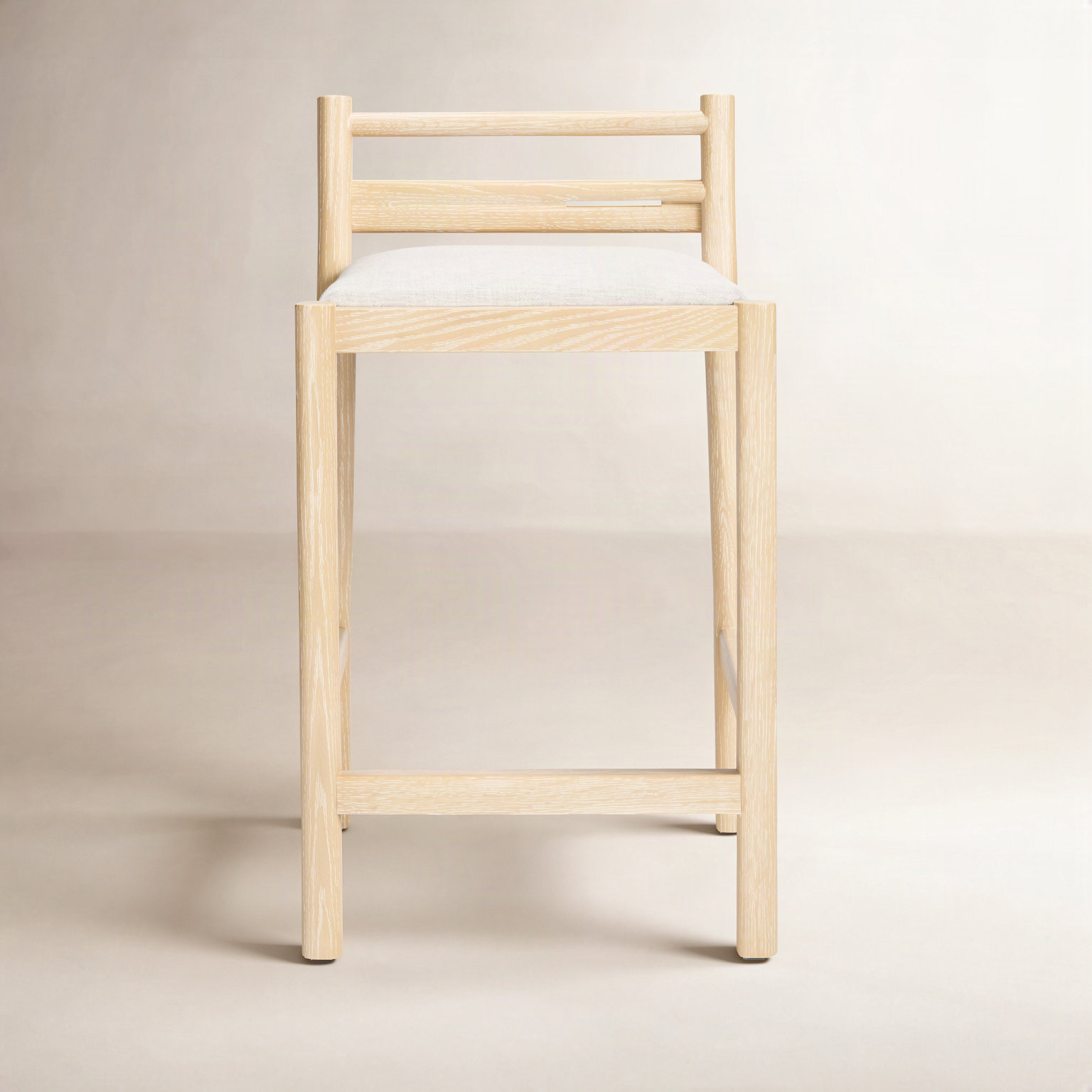Clemie 26" Bar Stool, Beige Seat/Light Brown Frame