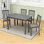 Ensemble de salle à manger 5 pièces Helgine, table rectangulaire en bois et 4 chaises rembourrées-1427145495-1427145494