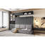 Lit escamotable double pleine grandeur avec canapé, tablettes USB et lumière, gris-1809622430-1809622418