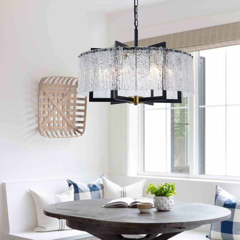 6-light Dimmable Drum Crystal Chandelier