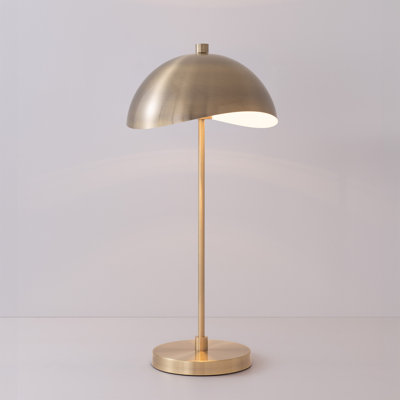 Acworth Slimline Table Lamp - Modern Weathered Brass Steel Body, Luna White Steel Shade, Body Dimmer, Elegant Design, Perfect for Living Rooms, Bedrooms, Home Offices, Adds Sophistication and Warmth, Craftsmanship