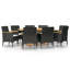 Berns 8 - Person Acacia Solid Wood Patio Dining Set Oval Table with Cushions Included-1689669096-1689669097