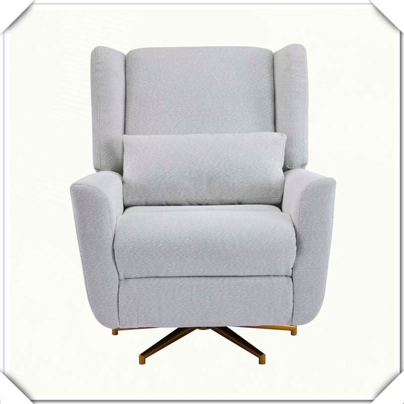 Power Swivel Recliner Upholstered 5-Star Base Comfortable Stylish Durable Practical Versatile, Gold/Light Gray Fabric