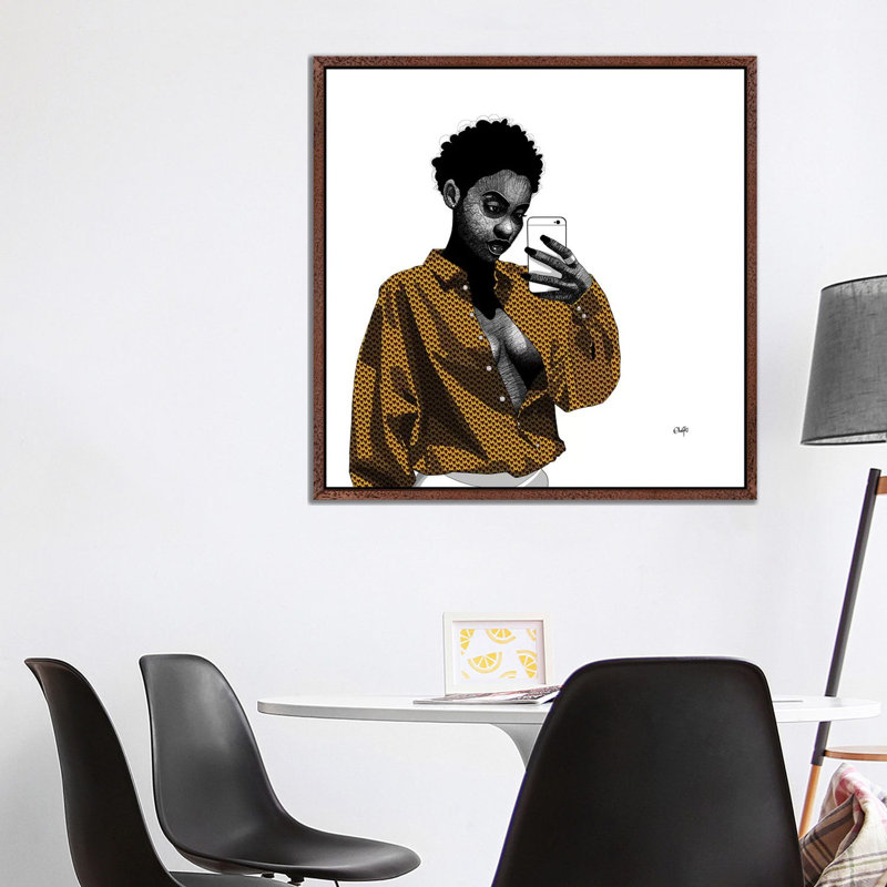 Adia 1 Piece Painting on Canvas, 45.72cm H x 45.72cm W x 3.81cm D, Classic Brown Wood Floater Framed