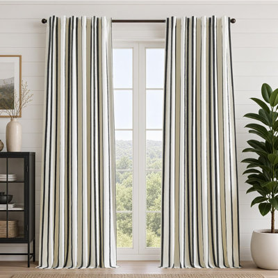 Farmhouse Linen Chenille Stripe 100% Blackout Curtains