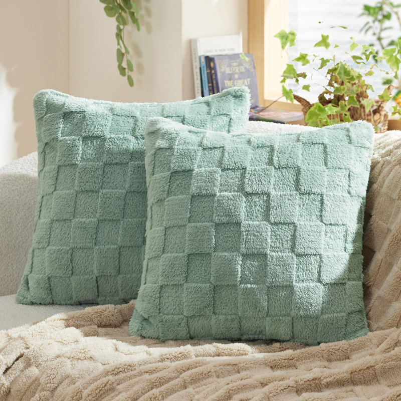 Bedsure Checkered Throw Pillow Covers, Sage Green