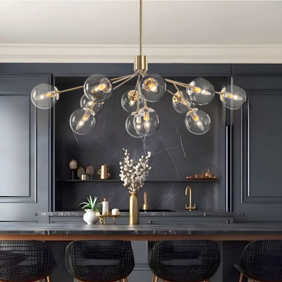 Modern 12-light Bubble Seeded Glass Chandelier