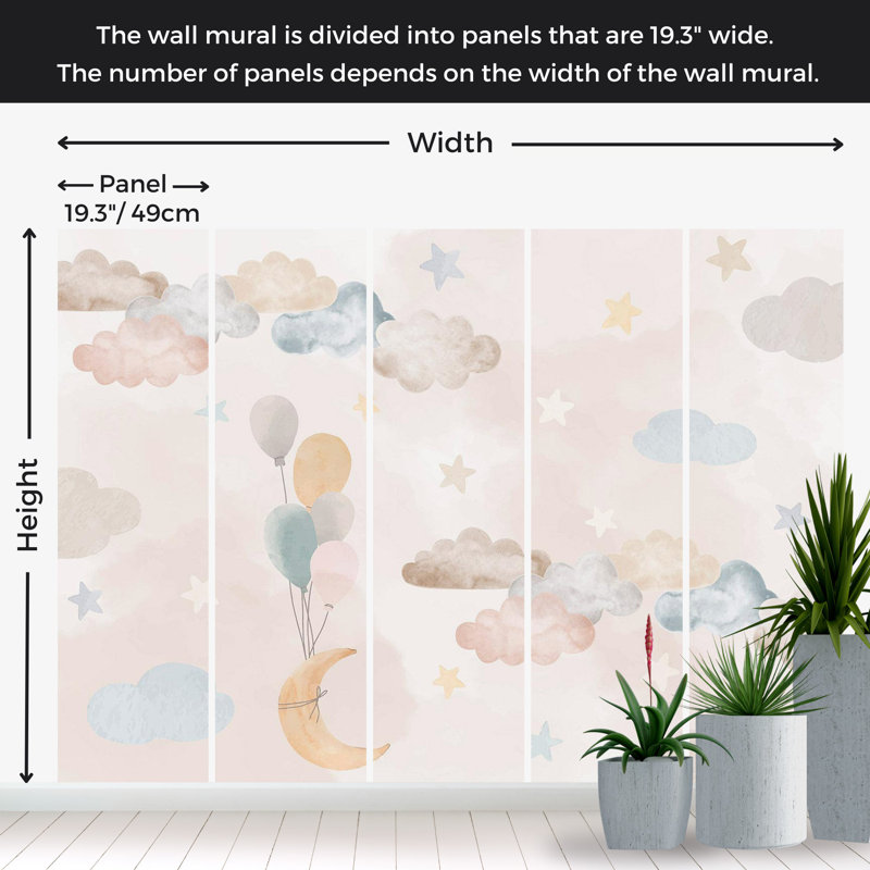 Adhésif mural pelez et collez pour enfants - Forêt bleue de conte de fées, L 135 po x L 100 po