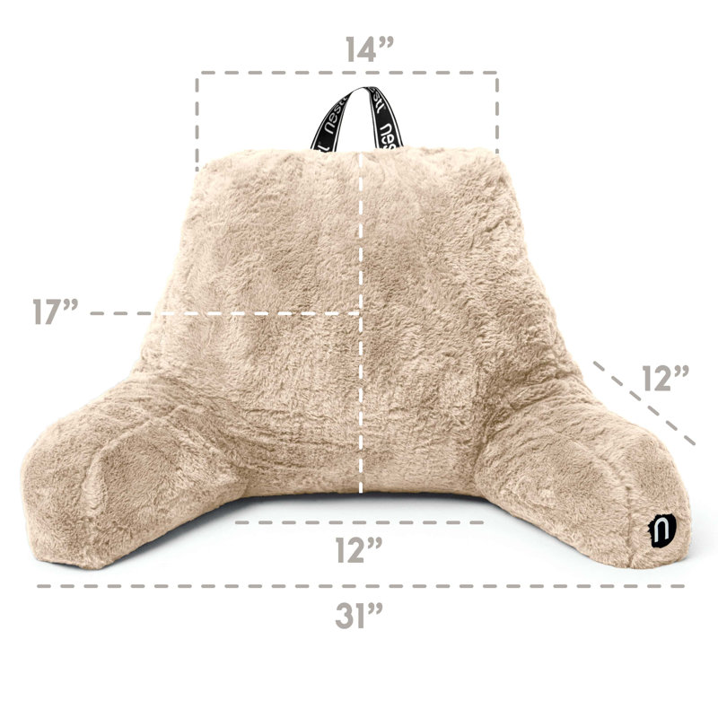 Faux Fur Reading Backrest Pillow, Linen