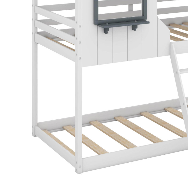 Twin Over Twin Bunk Bed Wood Bed, White
