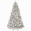 Arbre de Noël enneigé 7 pi avec 500 lumières UL colorées et 45 pommes de pin naturelles - 1124 pointes en PVC enneigées, branches articulées, support en métal stable, installation facile-983141087