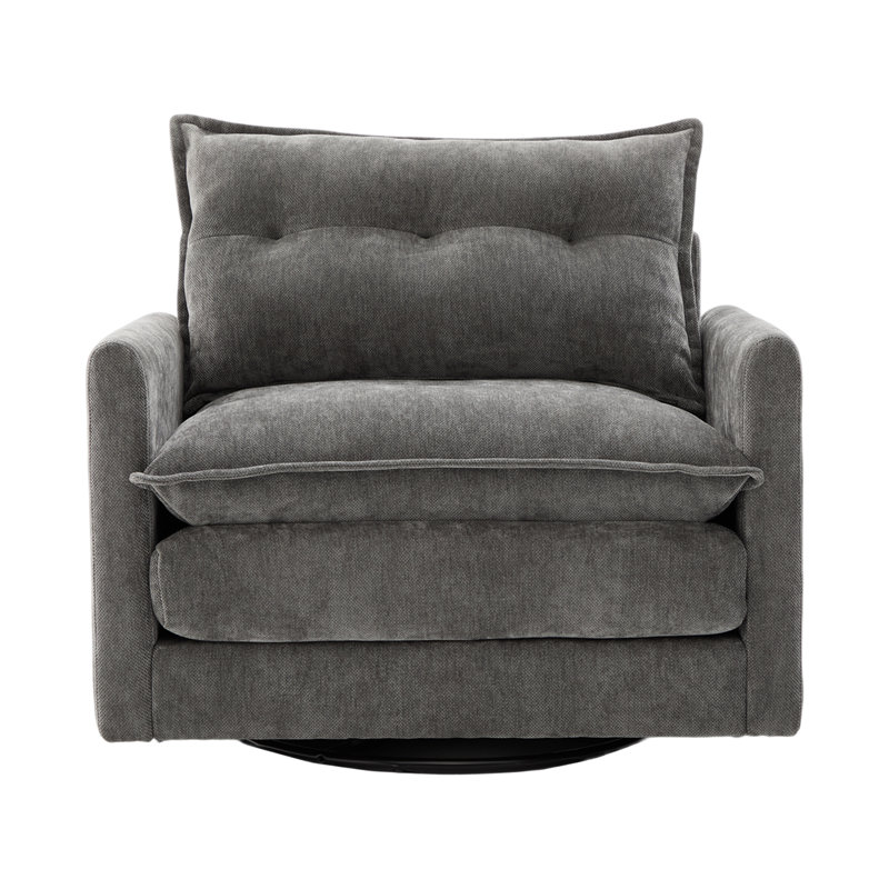 Fauteuil pivotant simple 36 po en chenille, Gris