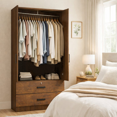 Garde-robe 2 portes, 2 tiroirs Kohdyn, P 20 po