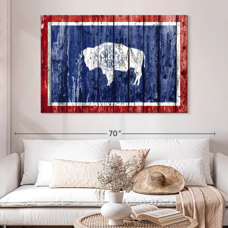 Borges Wood Style Wyoming Flag, 34" H x 51" W