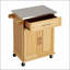 Chariot de cuisine d'intérieur en bambou compact avec plateau en acier inoxydable - Îlot de rangement mobile pour petits espaces