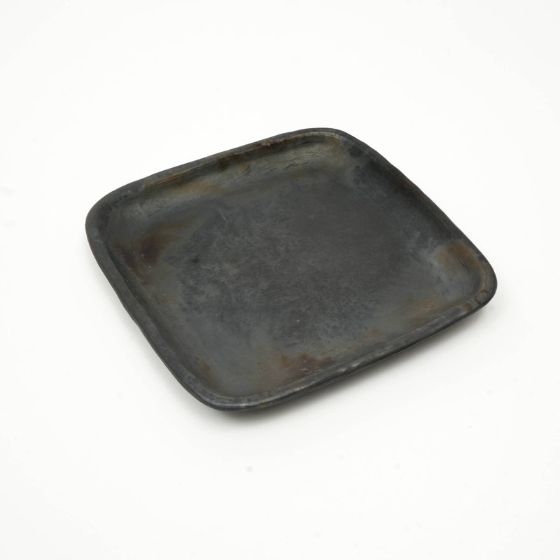 Longpi Pottery Sqaure Platter – 9.5X9.5X1" | Handcrafted Black Clay Serveware
