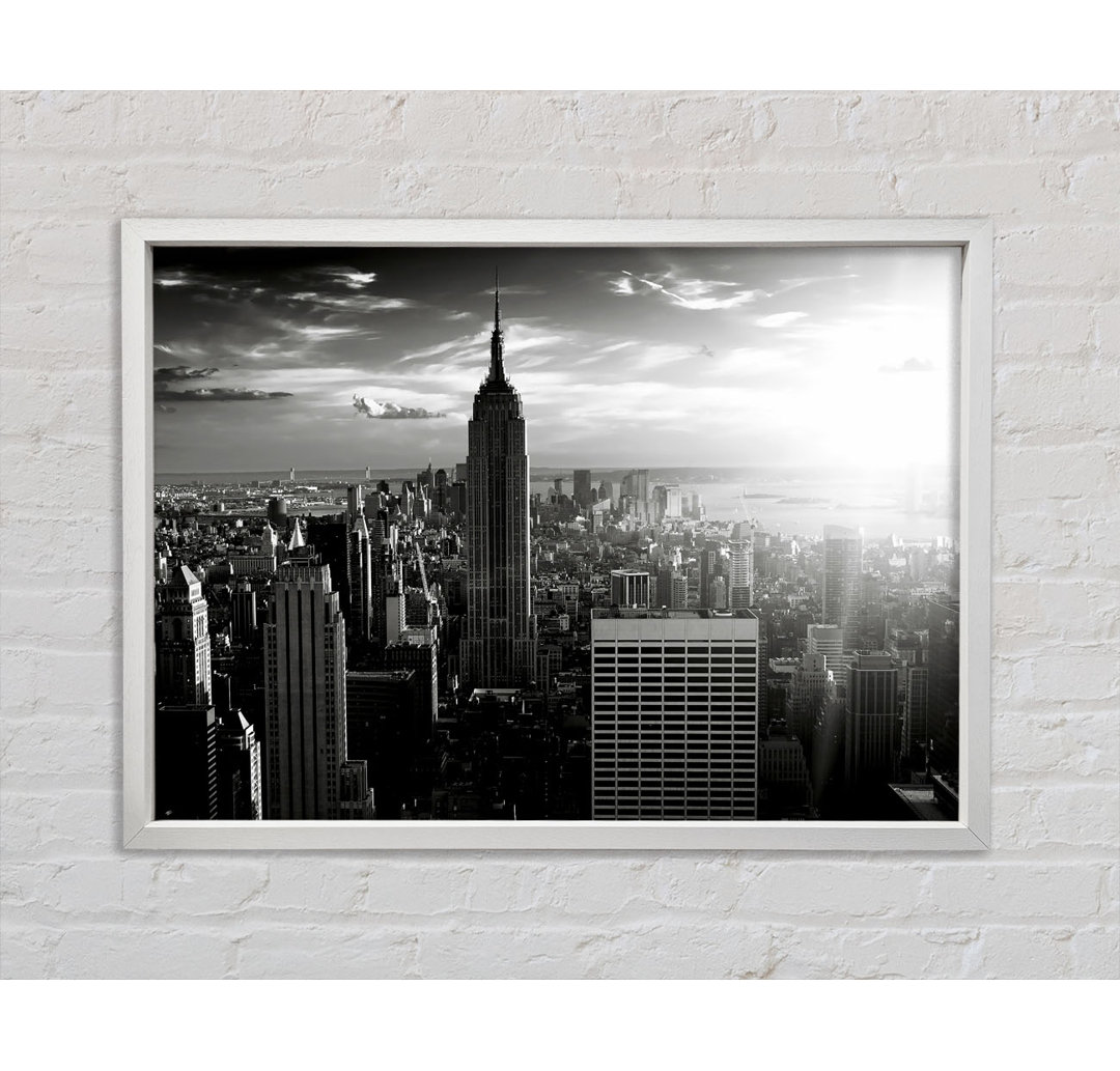 Empire State Building Sun Glow B N W - Einzelbildrahmen Kunstdrucke auf Leinwand