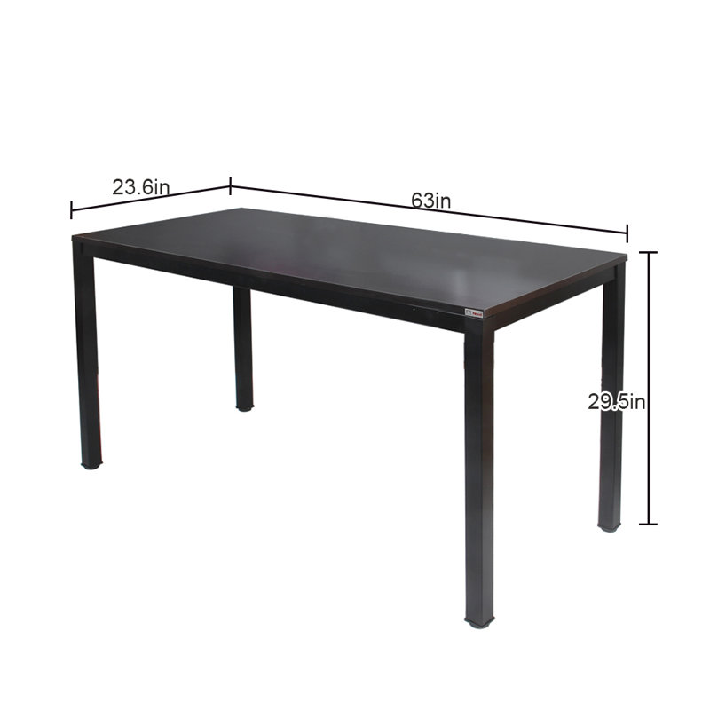 Rockett Metal Base Writing Desk, 29.5" H x 63" W x 23.6" D, Black/Black