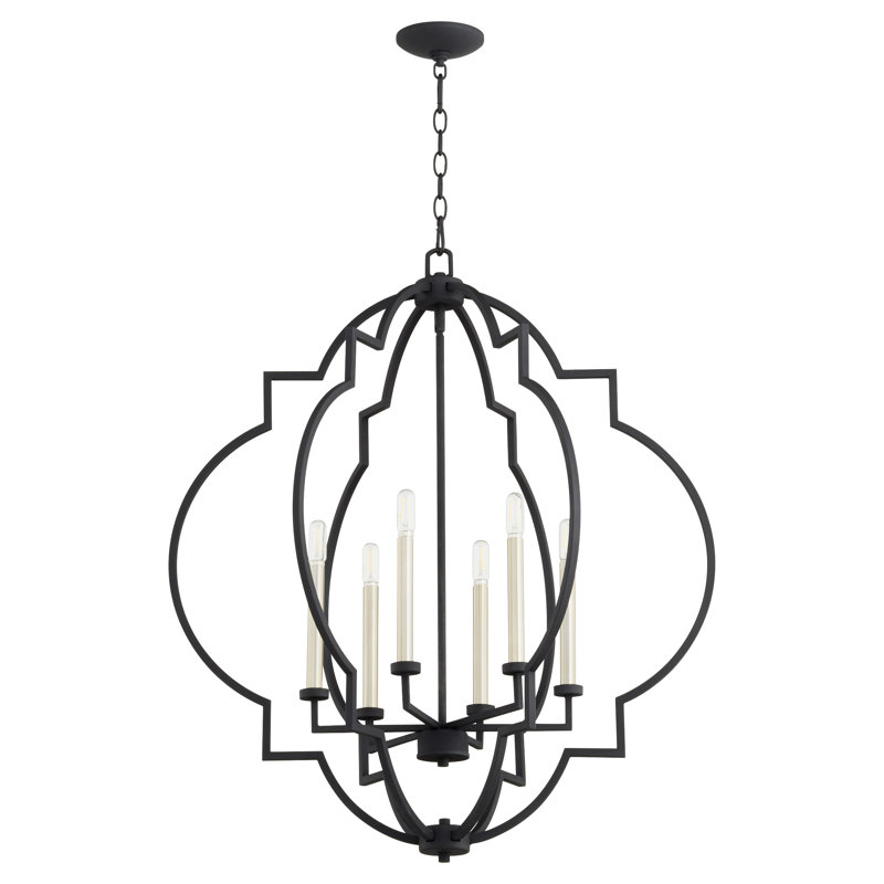 Dooley 6 - Light Dimmable Lantern Geometric Chandelier, Noir