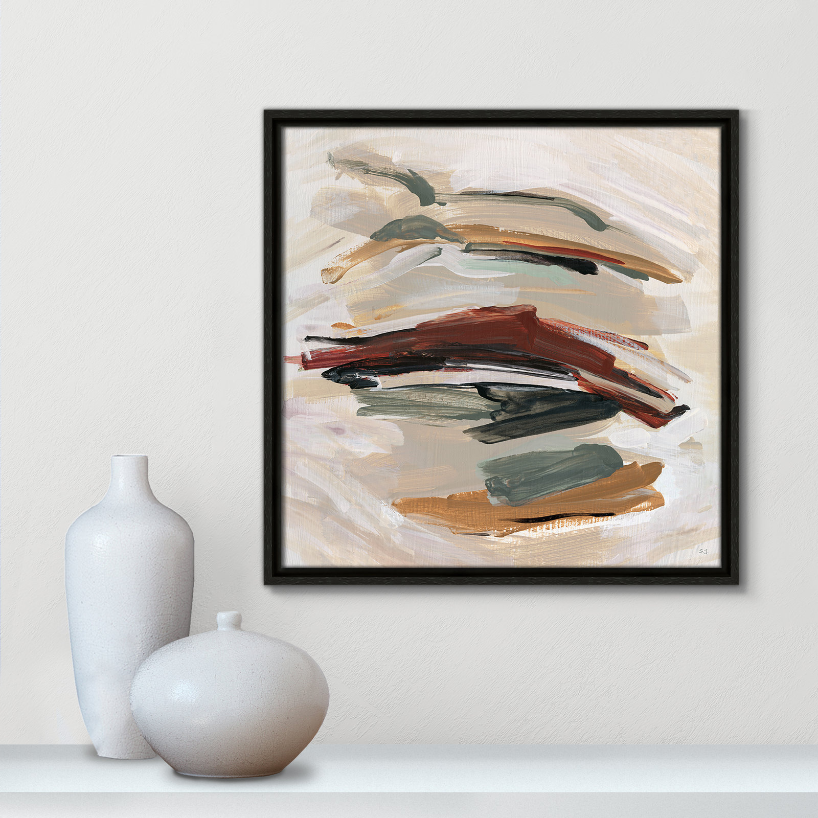Carmina "Spring Shadows" Painting by Susan Jill, 17.5" H x 17.5" W, Espresso 