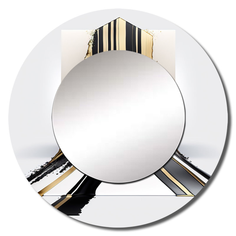 Shonnell noir et doré cubique Expression V - miroir mural cubique, miroir décoratif rond doré, impression d'art en métal