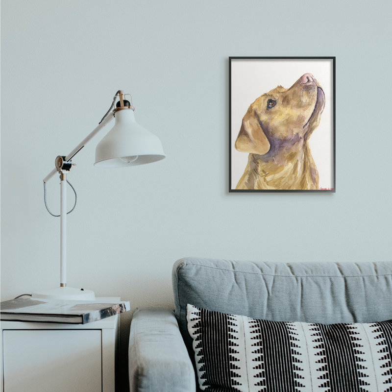 Portrait d'un chien jaune, Giclée encadrée noir minuit, H 20 po x l 16 po