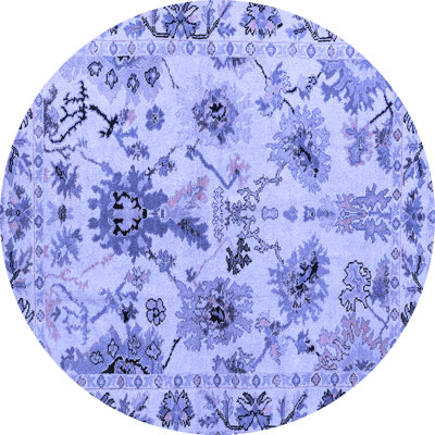 Tapis bleu en laine / polyester tissé à la machine à motif floral 8 pi Floral
